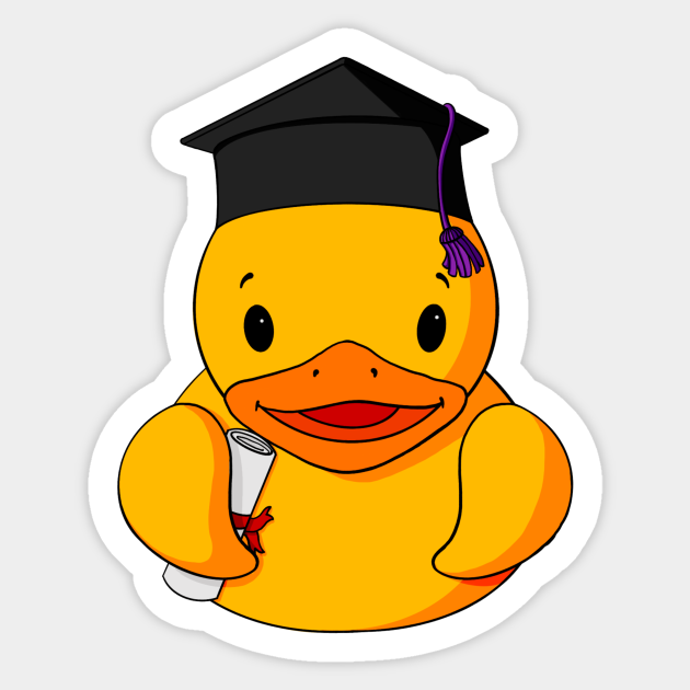 Graduate Rubber Duck Graduation Sticker TeePublic